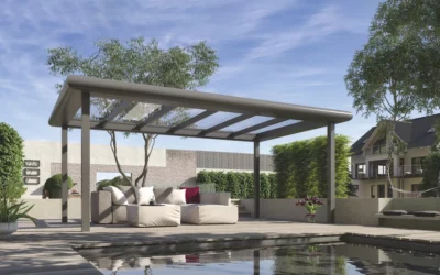 Pergola couverte avec toiture en verre